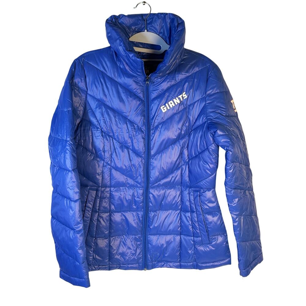 NFL New York Giants Puffer Jacket Blue Women's Medium Full Zip NWT